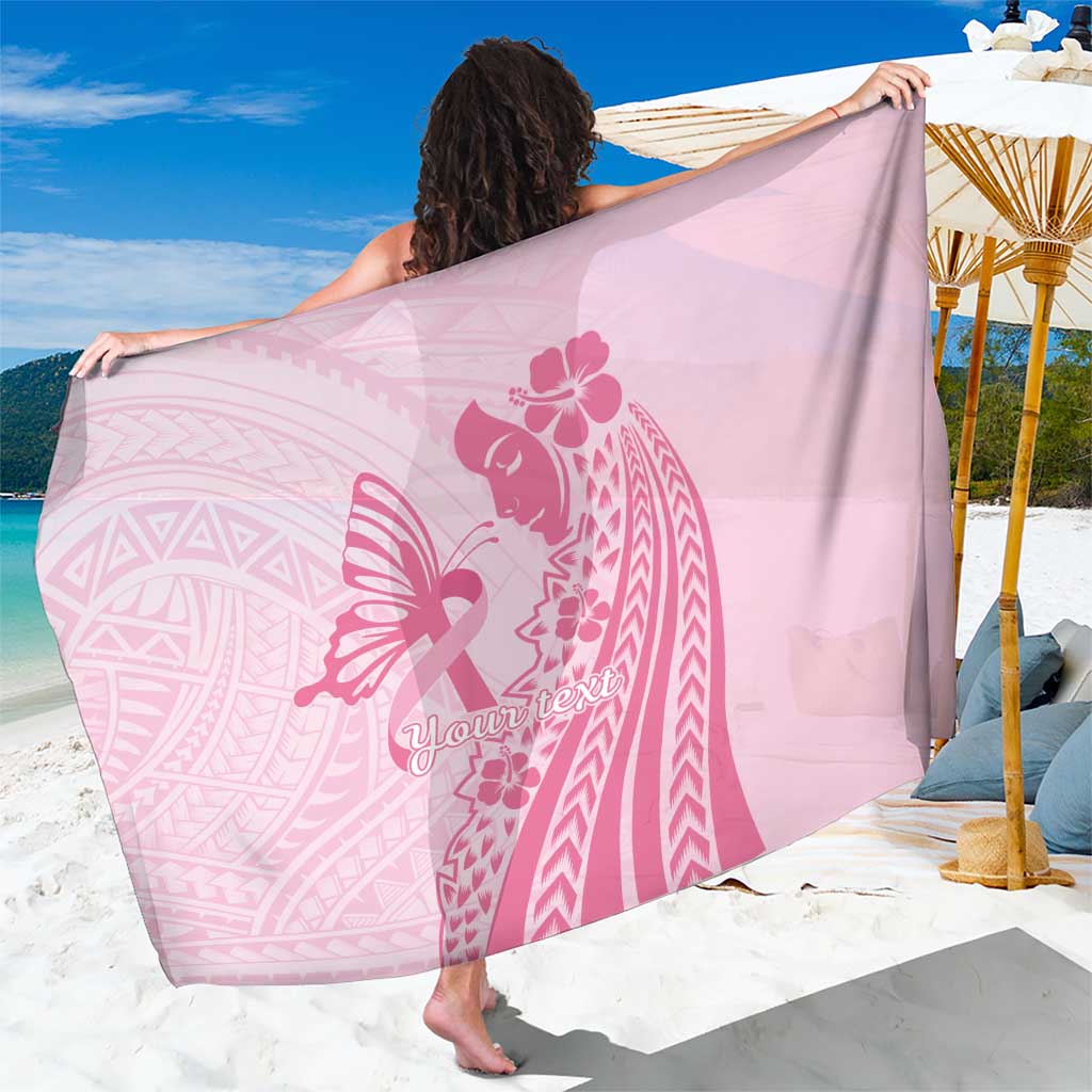 Pacific Girl and Butterfly Cancer Ribbon Personalised Sarong LT9 One Size 44 x 66 inches Pink - Polynesian Pride