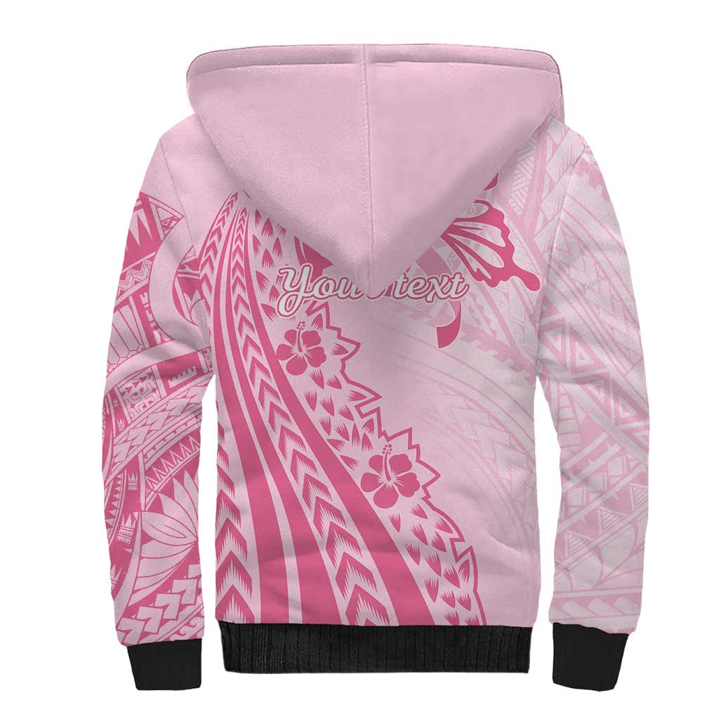 Pacific Girl and Butterfly Cancer Ribbon Personalised Sherpa Hoodie
