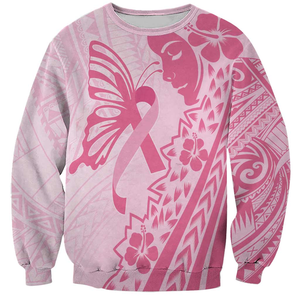 Pacific Girl and Butterfly Cancer Ribbon Personalised Sweatshirt