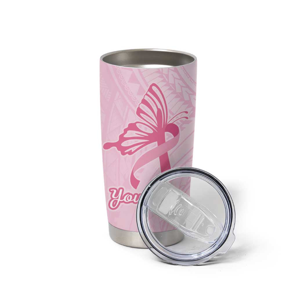 Pacific Girl and Butterfly Cancer Ribbon Personalised Tumbler Cup