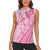 Pacific Girl and Butterfly Cancer Ribbon Personalised Women Sleeveless Polo Shirt