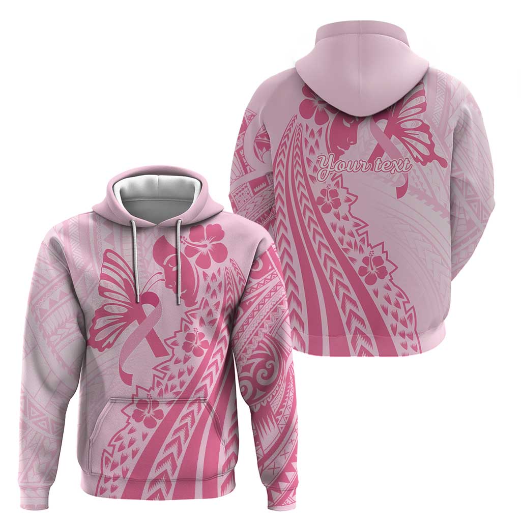 Pacific Girl and Butterfly Cancer Ribbon Personalised Zip Hoodie LT9 - Polynesian Pride