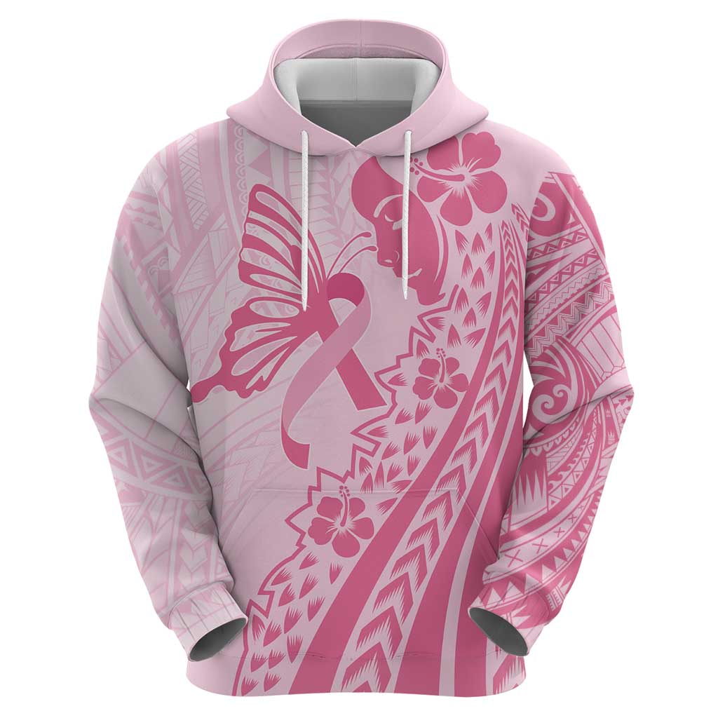 Pacific Girl and Butterfly Cancer Ribbon Personalised Zip Hoodie LT9 - Polynesian Pride