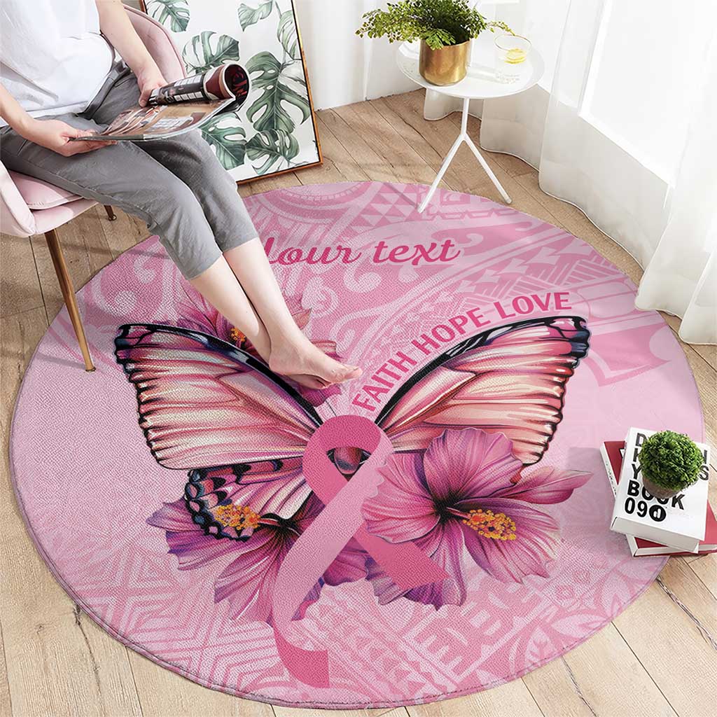 Faith Hope Love Butterfly Ribbon Personalised Round Carpet LT9 - Polynesian Pride