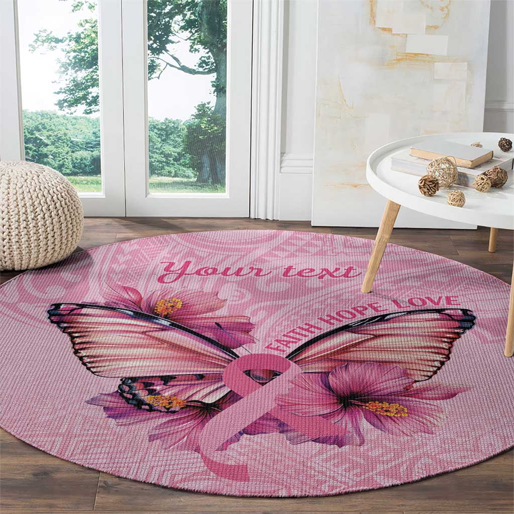 Faith Hope Love Butterfly Ribbon Personalised Round Carpet LT9 - Polynesian Pride
