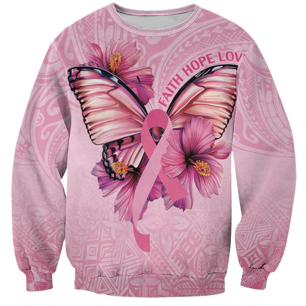 Faith Hope Love Butterfly Ribbon Personalised Sweatshirt