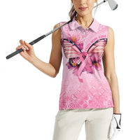 Faith Hope Love Butterfly Ribbon Personalised Women Sleeveless Polo Shirt