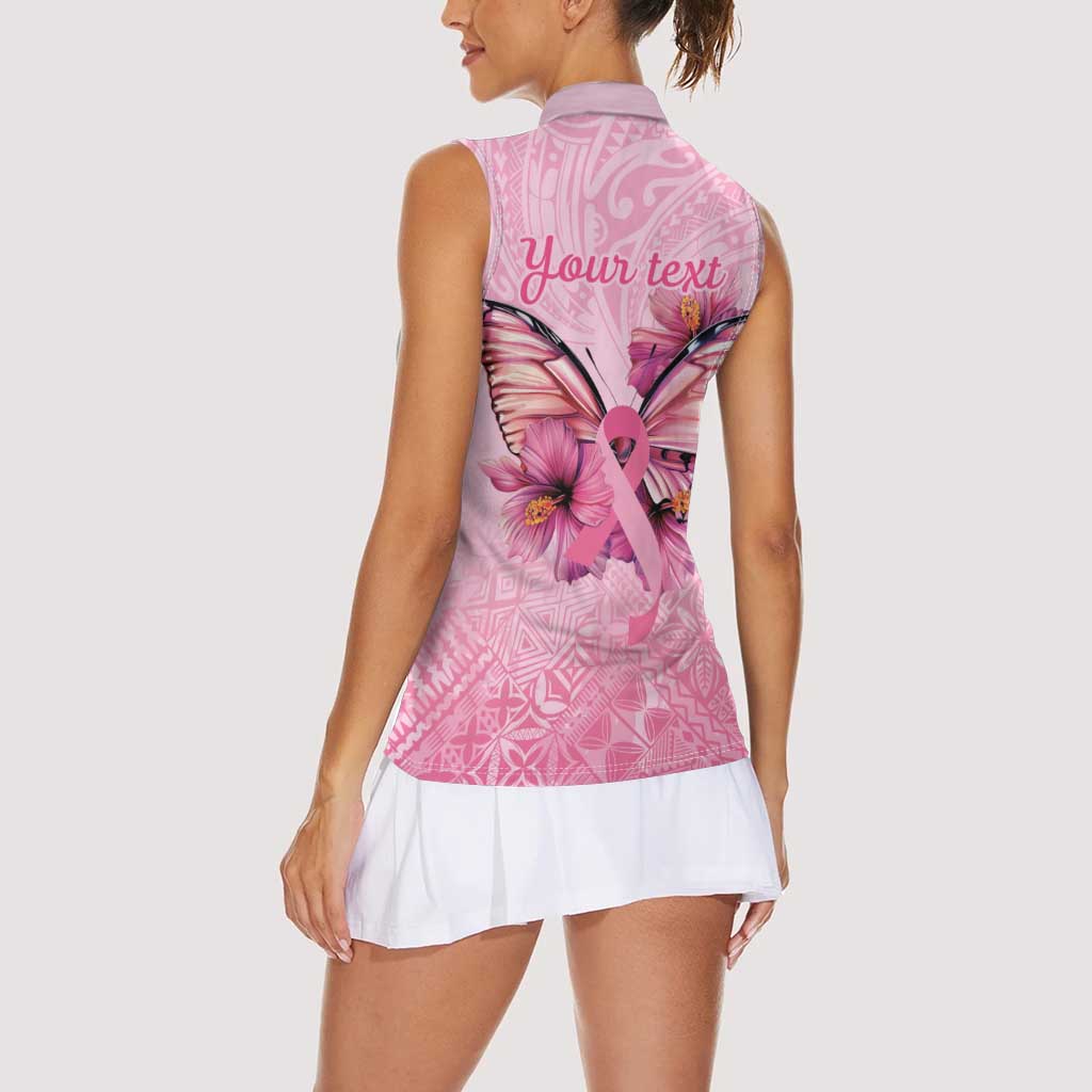 Faith Hope Love Butterfly Ribbon Personalised Women Sleeveless Polo Shirt