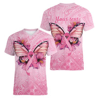 Faith Hope Love Butterfly Ribbon Personalised Women V-Neck T-Shirt