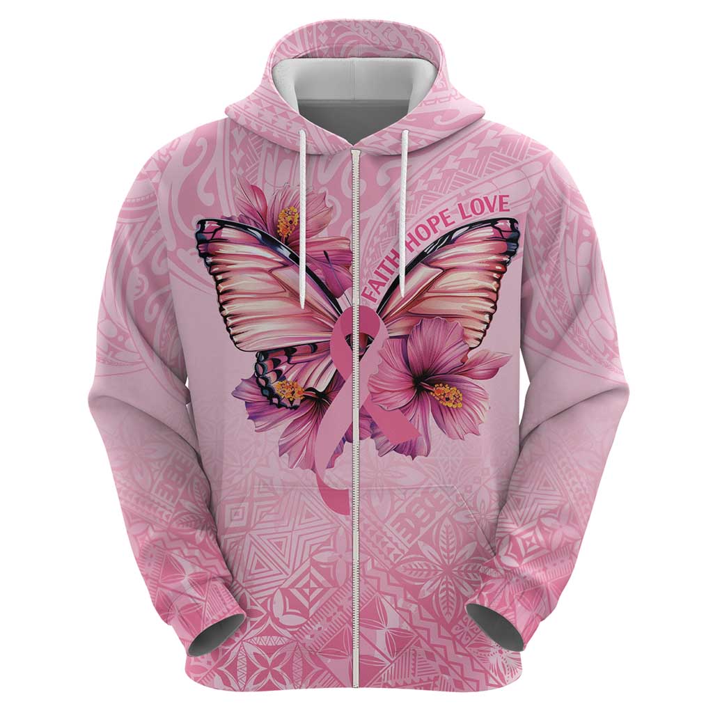 Faith Hope Love Butterfly Ribbon Personalised Zip Hoodie LT9 - Polynesian Pride