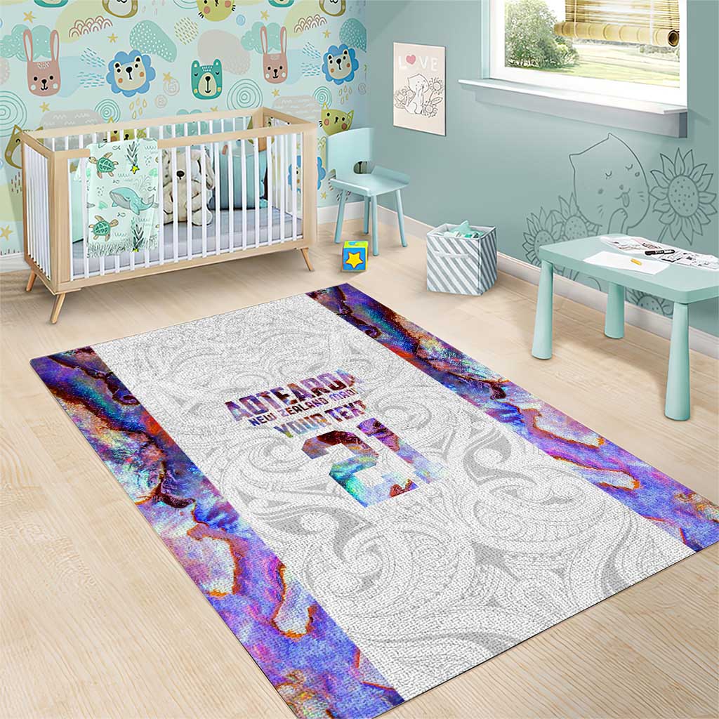 Custom New Zealand Aotearoa Area Rug Pink Maori Paua Shell Indigenous - Polynesian Pride