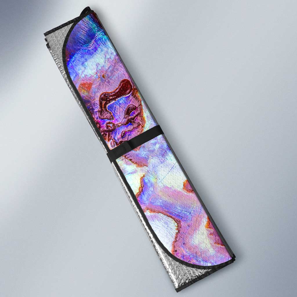 Custom New Zealand Aotearoa Auto Sun Shade Pink Maori Paua Shell Indigenous - Polynesian Pride