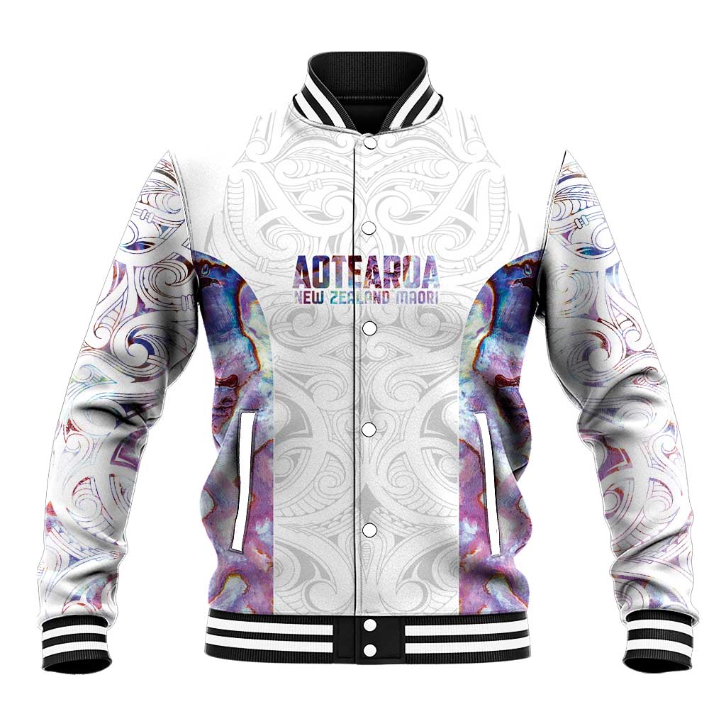 Custom New Zealand Aotearoa Baseball Jacket Pink Maori Paua Shell Indigenous - Polynesian Pride