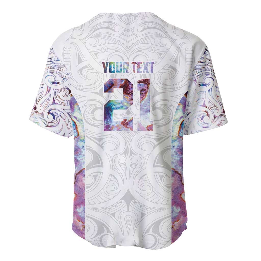 Custom New Zealand Aotearoa Baseball Jersey Pink Maori Paua Shell Indigenous - Polynesian Pride