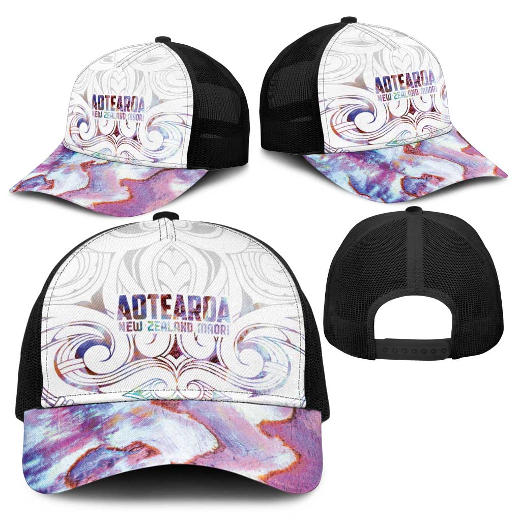 New Zealand Aotearoa Baseball Net Cap Pink Maori Papua Shell Indigenous - Polynesian Pride