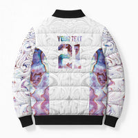 Custom New Zealand Aotearoa Bomber Puffer Jacket Pink Maori Paua Shell Indigenous - Polynesian Pride