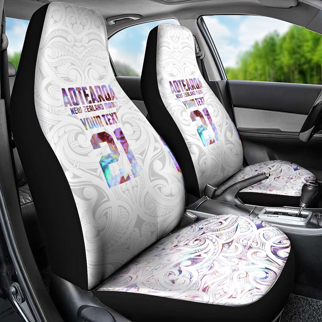 Custom New Zealand Aotearoa Car Seat Cover Pink Maori Paua Shell Indigenous - Polynesian Pride