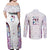 Custom New Zealand Aotearoa Couples Matching Off Shoulder Maxi Dress and Long Sleeve Button Shirt Pink Maori Paua Shell Indigenous - Polynesian Pride