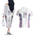 Custom New Zealand Aotearoa Couples Matching Off The Shoulder Long Sleeve Dress and Hawaiian Shirt Pink Maori Paua Shell Indigenous - Polynesian Pride