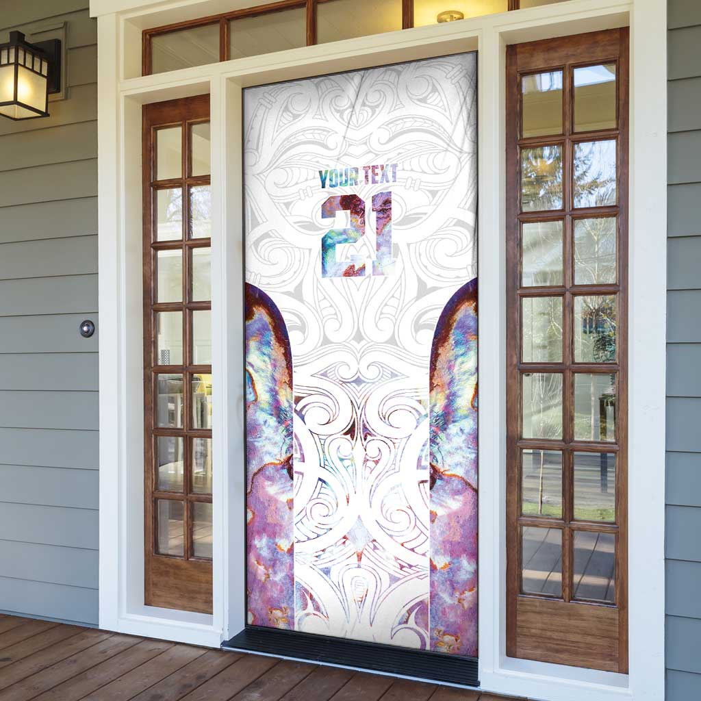 Custom New Zealand Aotearoa Door Cover Pink Maori Paua Shell Indigenous - Polynesian Pride