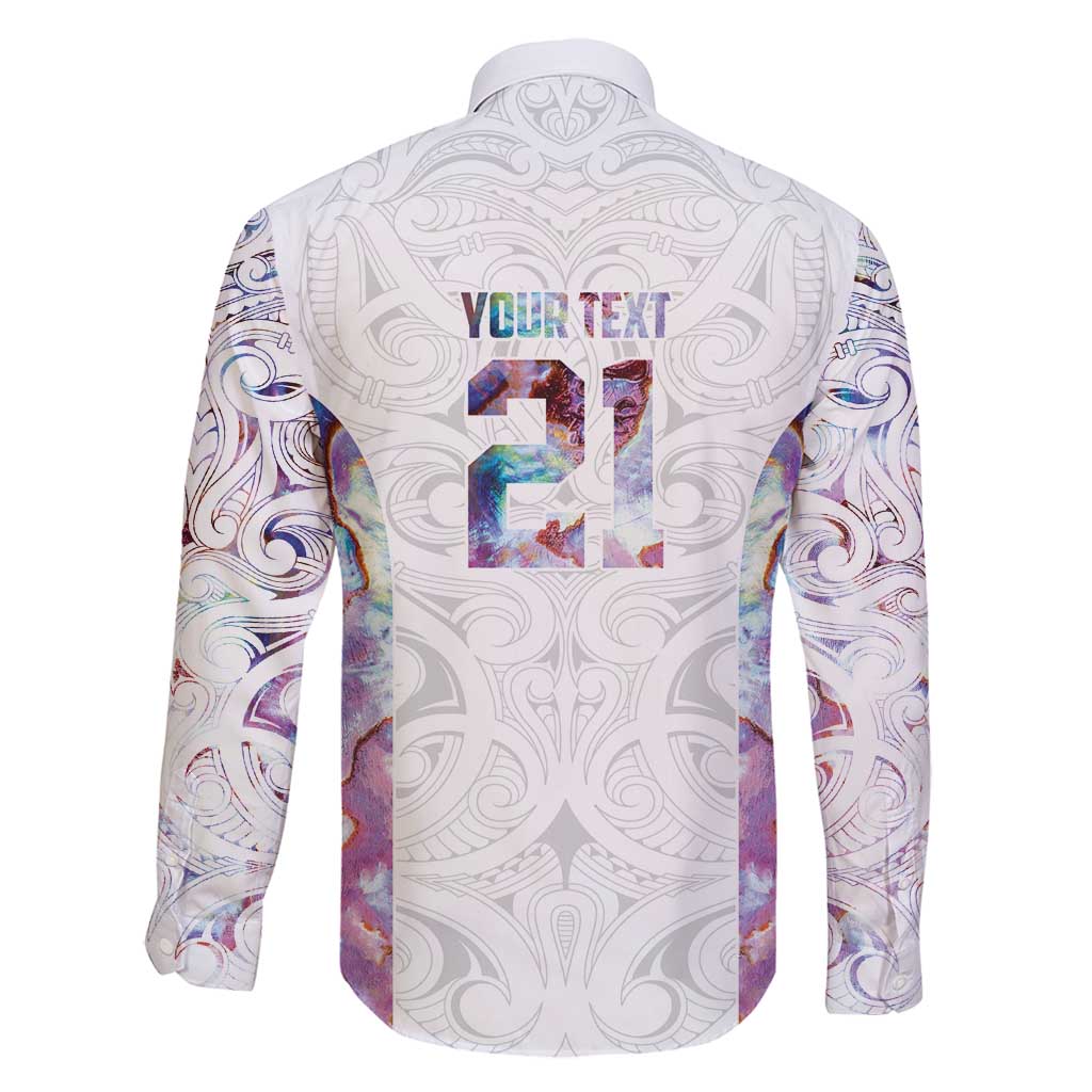 Custom New Zealand Aotearoa Family Matching Off Shoulder Maxi Dress and Hawaiian Shirt Pink Maori Paua Shell Indigenous - Polynesian Pride