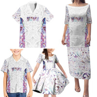 Custom New Zealand Aotearoa Family Matching Puletasi and Hawaiian Shirt Pink Maori Paua Shell Indigenous LT9 - Polynesian Pride