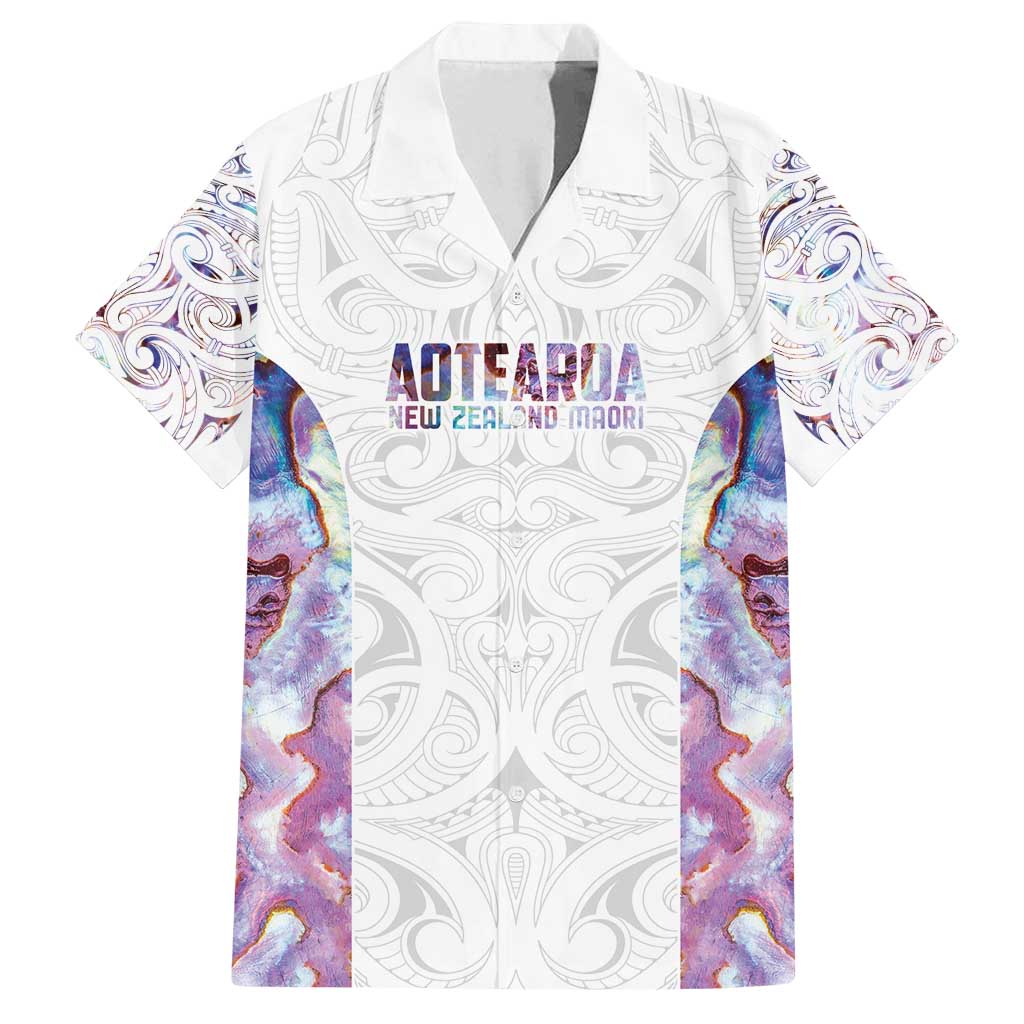 Custom New Zealand Aotearoa Family Matching Puletasi and Hawaiian Shirt Pink Maori Paua Shell Indigenous LT9 Dad's Shirt - Short Sleeve Pink - Polynesian Pride