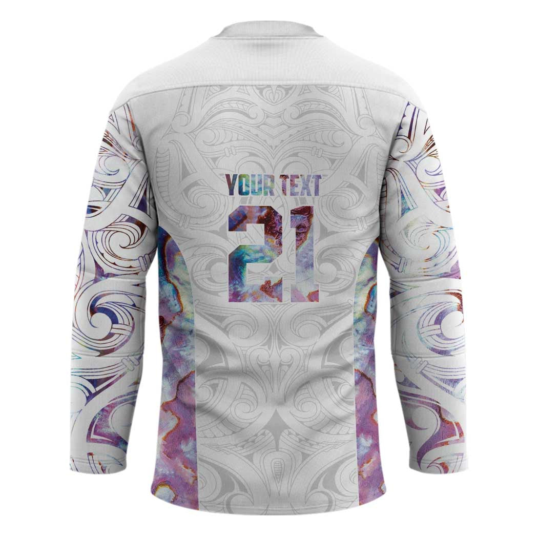 Custom New Zealand Aotearoa Hockey Jersey Pink Maori Paua Shell Indigenous - Polynesian Pride