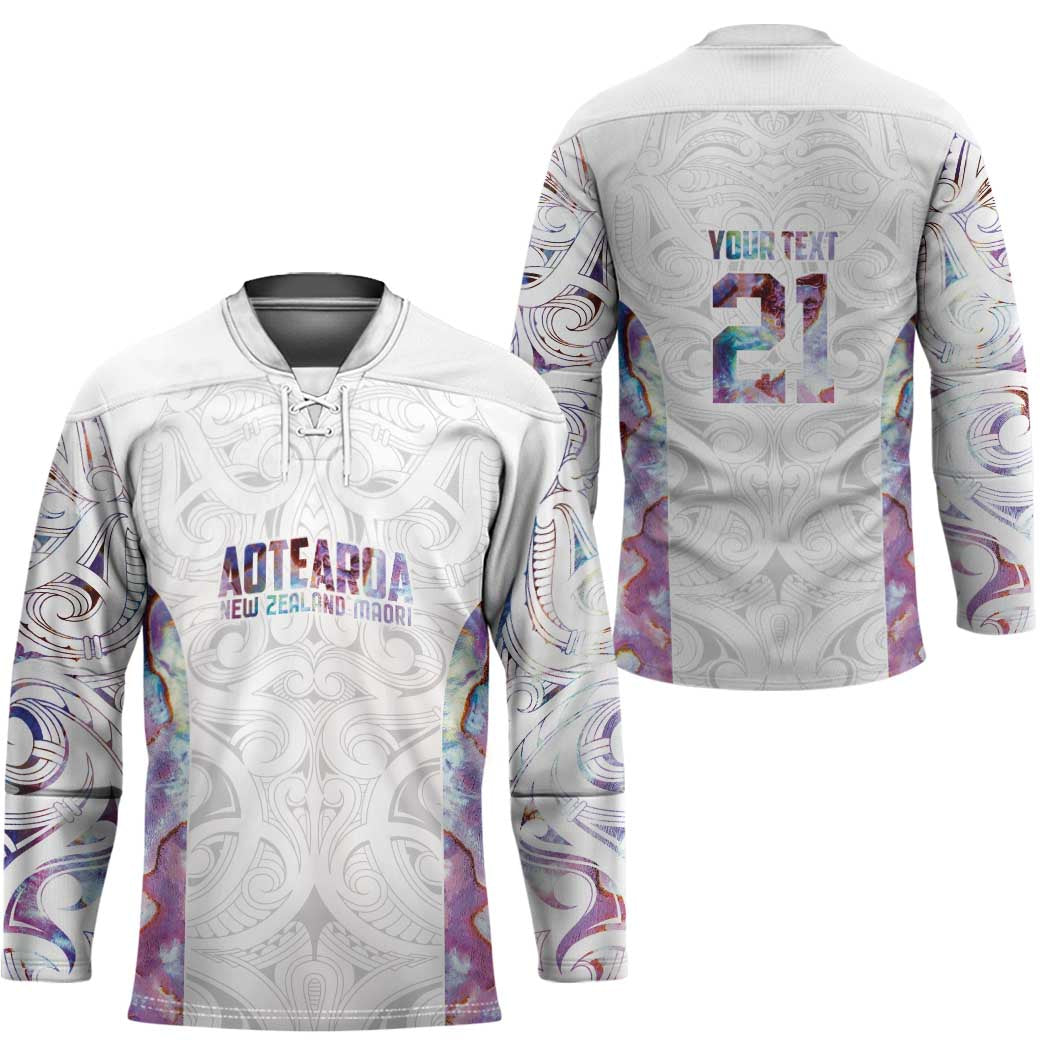 Custom New Zealand Aotearoa Hockey Jersey Pink Maori Paua Shell Indigenous - Polynesian Pride