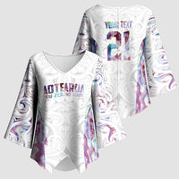 Custom New Zealand Aotearoa Kimono Sleeve Blouse Pink Maori Paua Shell Indigenous - Polynesian Pride
