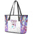 Custom New Zealand Aotearoa Leather Tote Bag Pink Maori Paua Shell Indigenous - Polynesian Pride