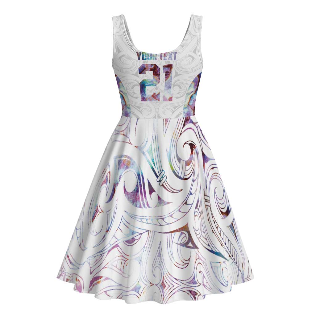 Custom New Zealand Aotearoa Midi Dress Pink Maori Paua Shell Indigenous - Polynesian Pride