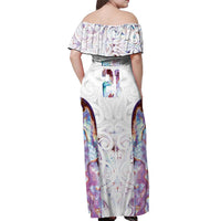 Custom New Zealand Aotearoa Off Shoulder Maxi Dress Pink Maori Paua Shell Indigenous - Polynesian Pride