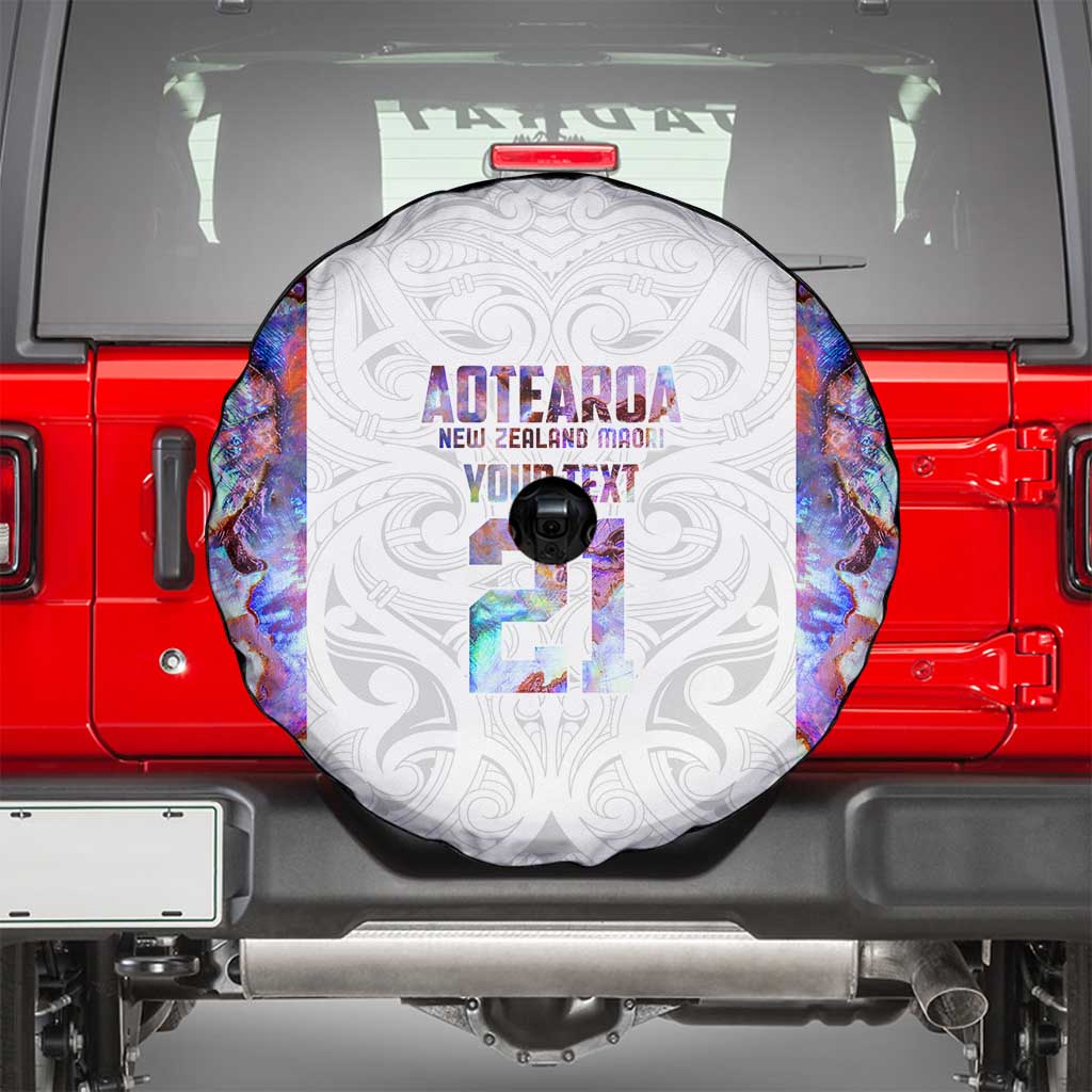 Custom New Zealand Aotearoa Spare Tire Cover Pink Maori Paua Shell Indigenous - Polynesian Pride