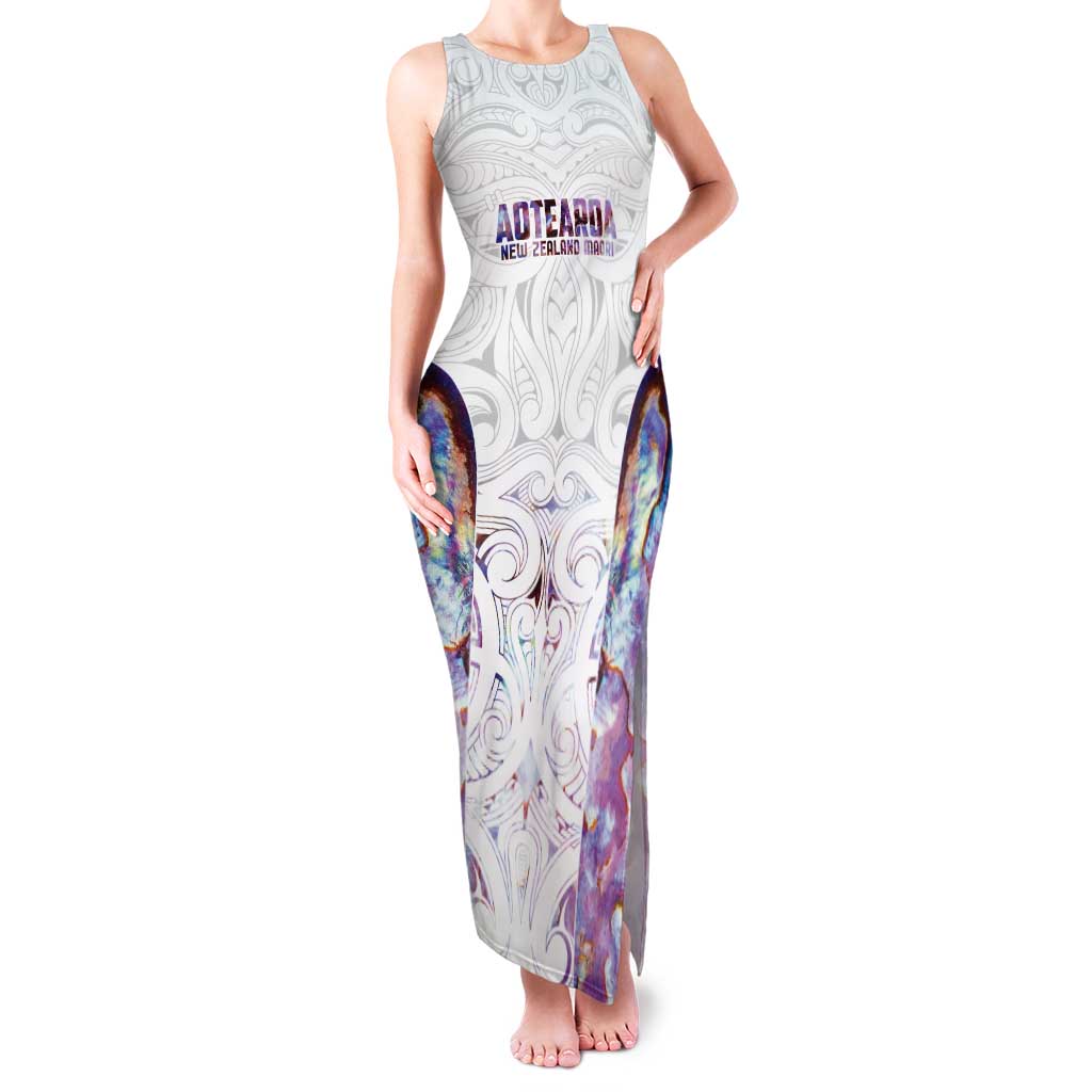 Custom New Zealand Aotearoa Tank Maxi Dress Pink Maori Paua Shell Indigenous - Polynesian Pride