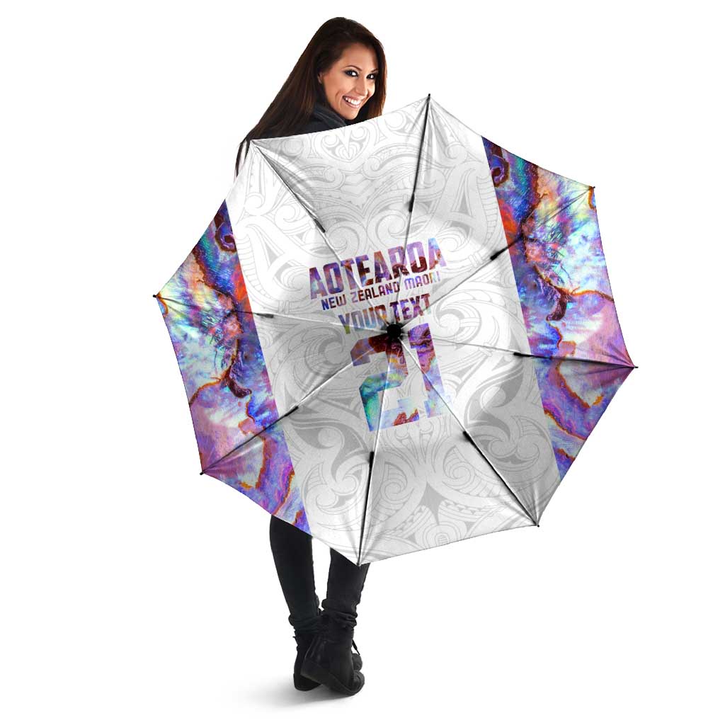 Custom New Zealand Aotearoa Umbrella Pink Maori Paua Shell Indigenous - Polynesian Pride
