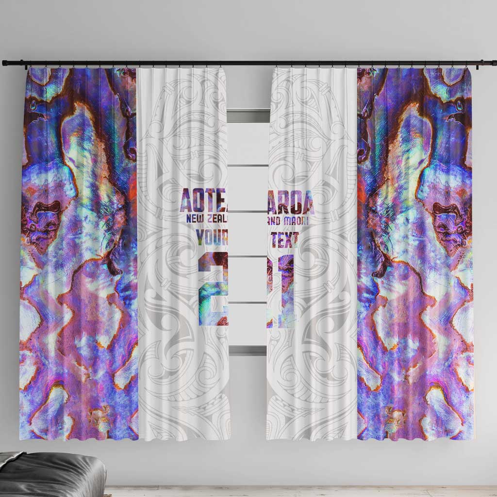 Custom New Zealand Aotearoa Window Curtain Pink Maori Paua Shell Indigenous - Polynesian Pride