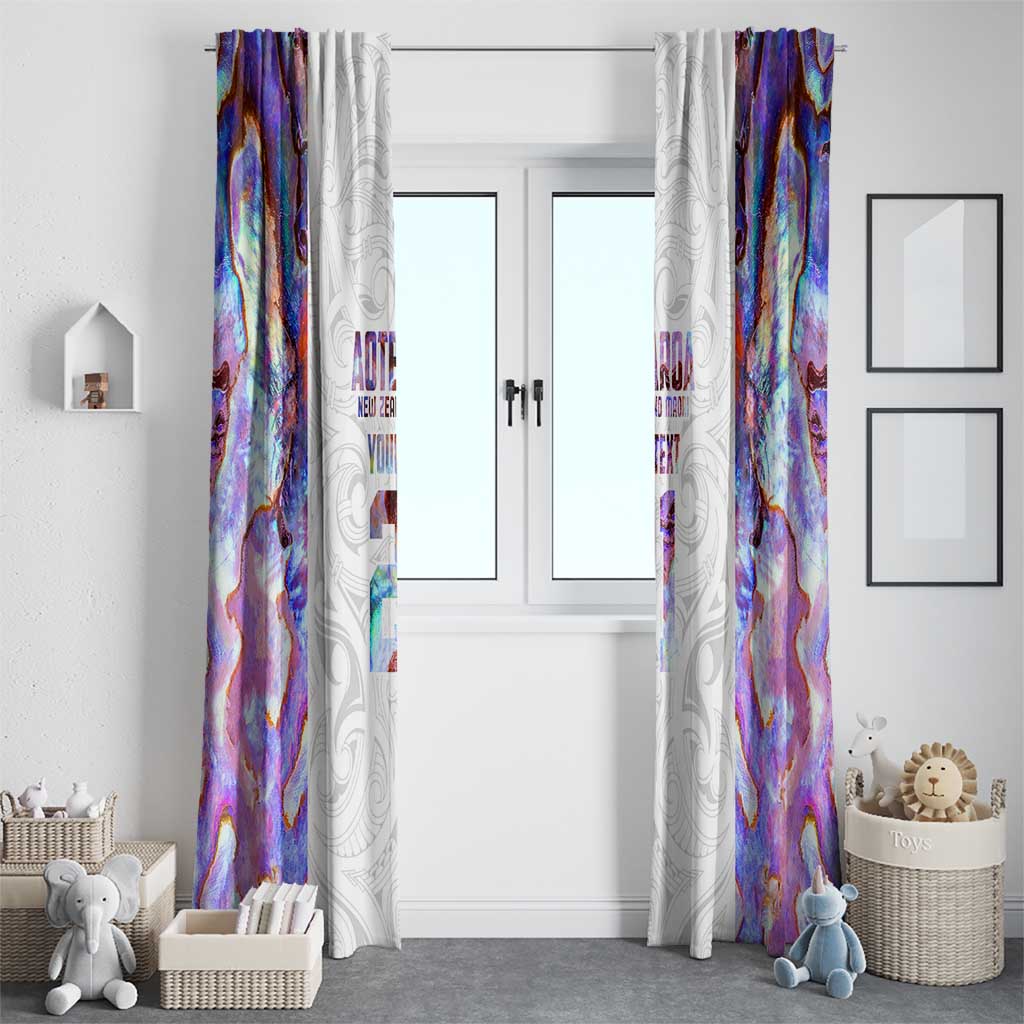 Custom New Zealand Aotearoa Window Curtain Pink Maori Paua Shell Indigenous - Polynesian Pride