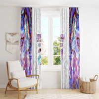 Custom New Zealand Aotearoa Window Curtain Pink Maori Paua Shell Indigenous - Polynesian Pride