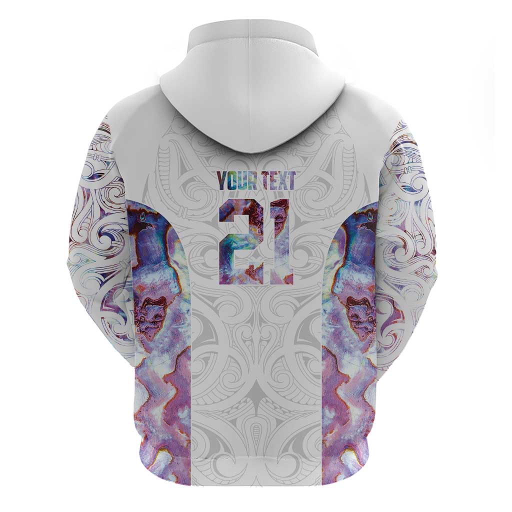 Custom New Zealand Aotearoa Zip Hoodie Pink Maori Paua Shell Indigenous - Polynesian Pride