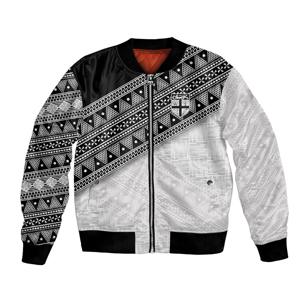 2026 Autumn Rugby Nations Fiji Custom Bomber Jacket Fijian Tapa Tribal Lauhala Inspired LT9 Unisex Black - Polynesian Pride