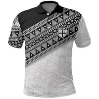 2026 Autumn Rugby Nations Fiji Custom Polo Shirt Fijian Tapa Tribal Lauhala Inspired LT9 Black - Polynesian Pride