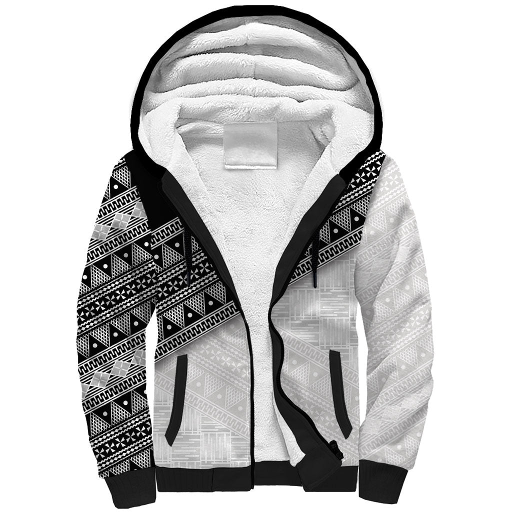 2026 Autumn Rugby Nations Fiji Custom Sherpa Hoodie Fijian Tapa Tribal Lauhala Inspired LT9 Unisex Black - Polynesian Pride