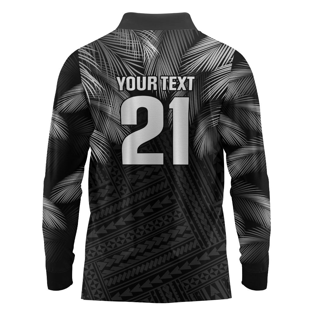 2026 Autumn Rugby Nations Fiji Custom Long Sleeve Polo Shirt Fijian Palm Leaf Tapa Tribal Inspired LT9 - Polynesian Pride