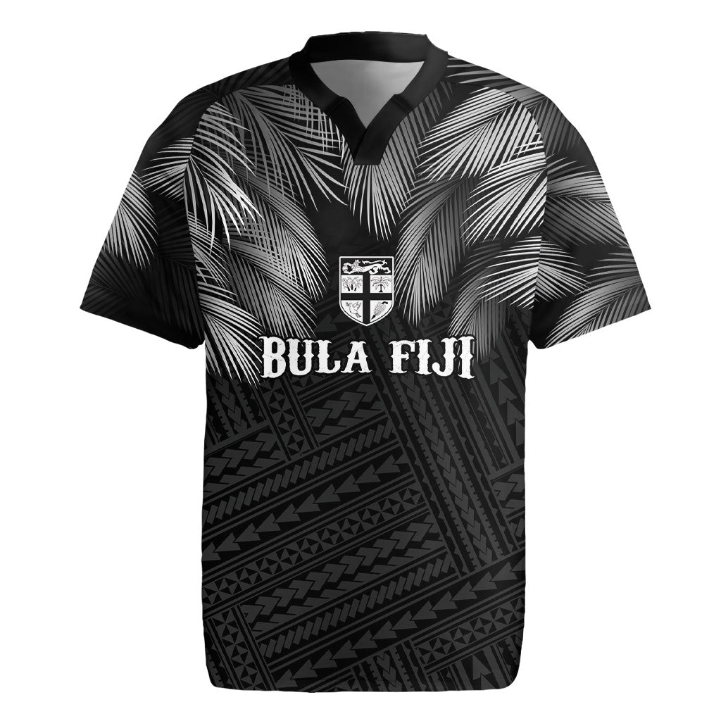 2026 Autumn Rugby Nations Fiji Custom Rugby Jersey Fijian Palm Leaf Tapa Tribal Inspired LT9 Black - Polynesian Pride