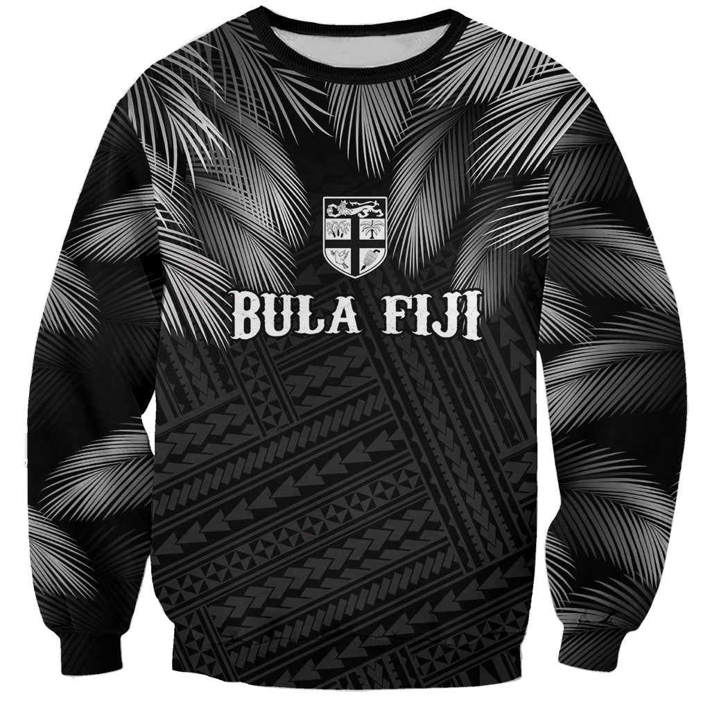 2026 Autumn Rugby Nations Fiji Custom Sweatshirt Fijian Palm Leaf Tapa Tribal Inspired LT9 Unisex Black - Polynesian Pride