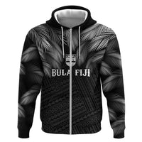 2026 Autumn Rugby Nations Fiji Custom Zip Hoodie Fijian Palm Leaf Tapa Tribal Inspired LT9 Zip Hoodie Black - Polynesian Pride