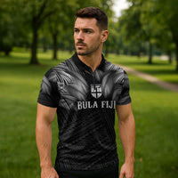 2026 Autumn Rugby Nations Fiji Custom Zipper Polo Shirt Fijian Palm Leaf Tapa Tribal Inspired LT9 - Polynesian Pride