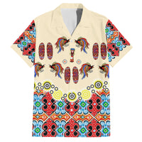 Papua Batik Motif Bird Of Paradise and Native Papuan Shield Family Matching Off Shoulder Maxi Dress and Hawaiian Shirt LT9 Dad's Shirt - Short Sleeve Beige - Polynesian Pride