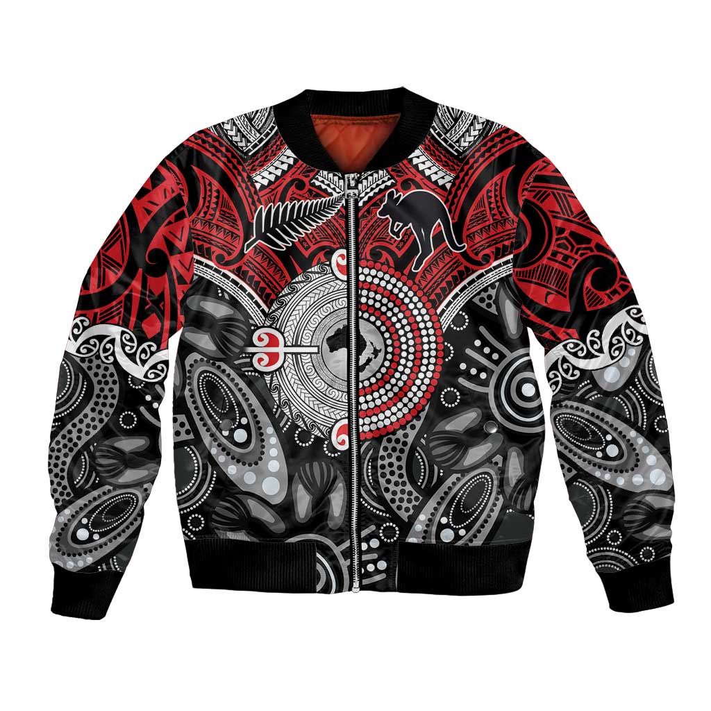 Aotearoa and Australia Bomber Jacket New Zealand Honour The Treaty Ake!Ake!Ake! LT9 Unisex Red - Polynesian Pride